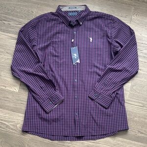 William Murray Golf Men Pink Black Tartan Button-Down Long Sleeve Shirt XXL NWT